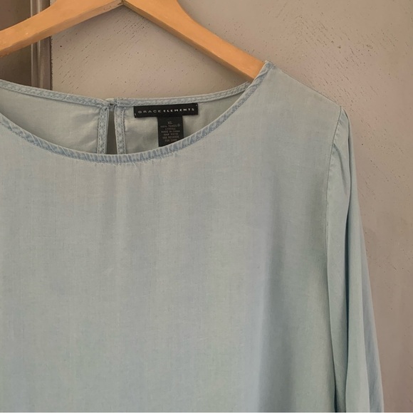 Grace Elements Blue Ruffled Bell Sleeve Blouse - Picture 4 of 7